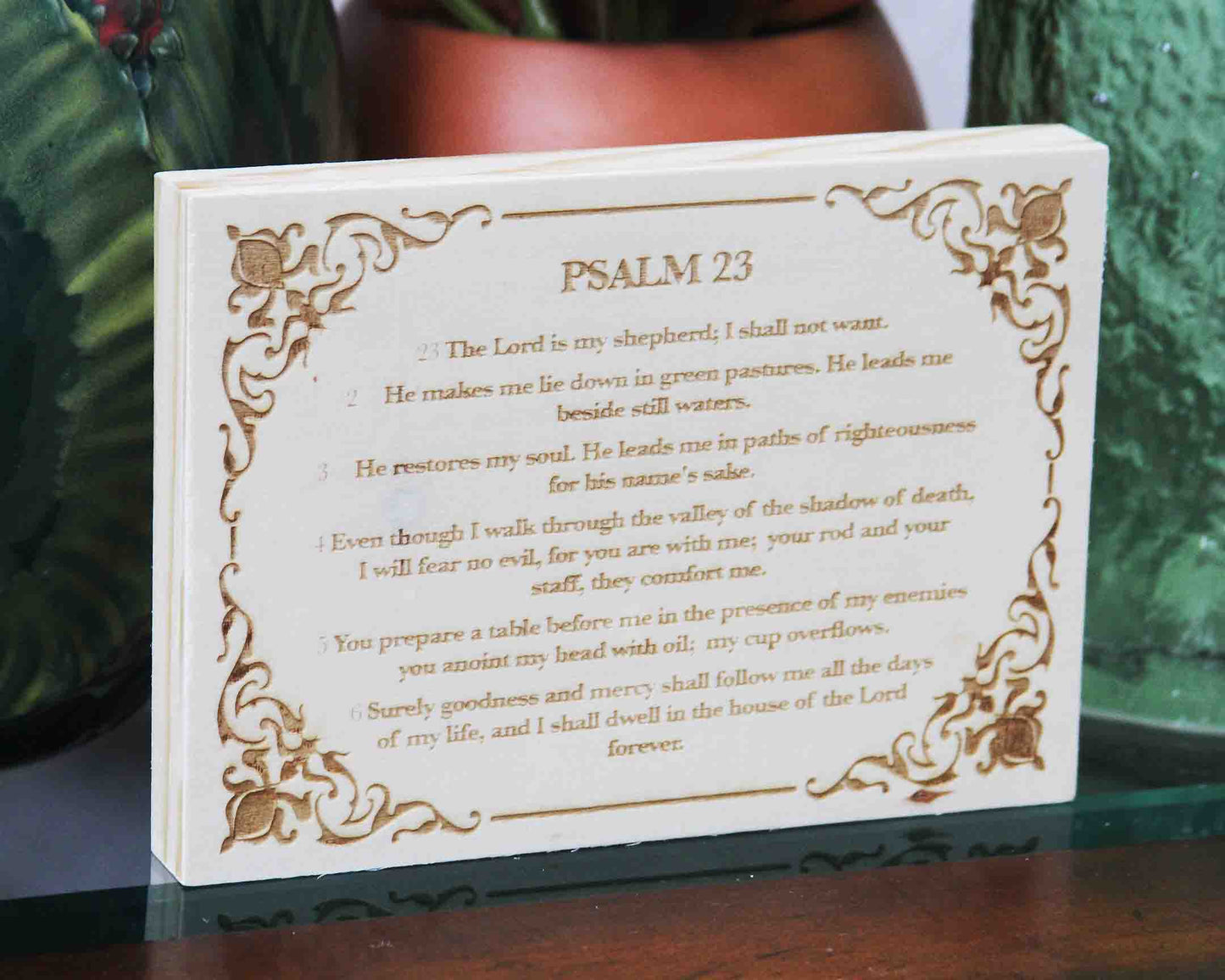 Psalm 23, Engraved (5” x 7”) Wood Panel