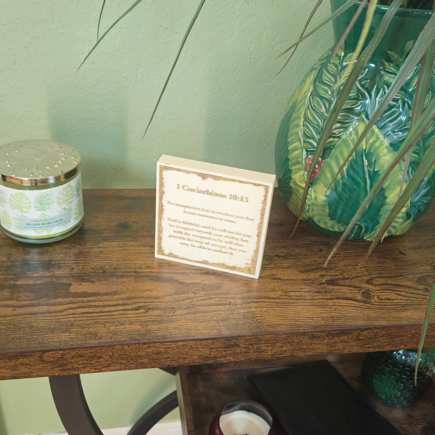 1 Corinthians 10:13, Engraved (5” x 5”) Wood Panel