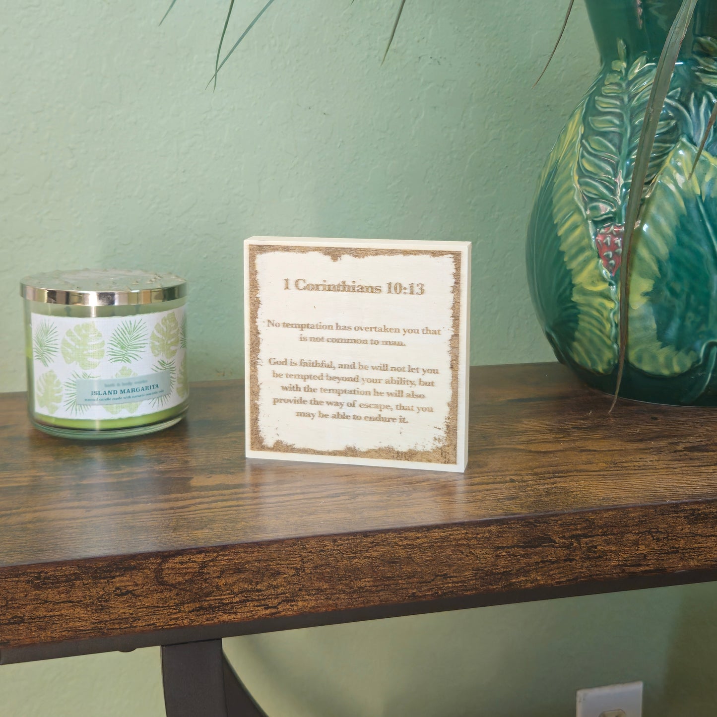 1 Corinthians 10:13, Engraved (5” x 5”) Wood Panel