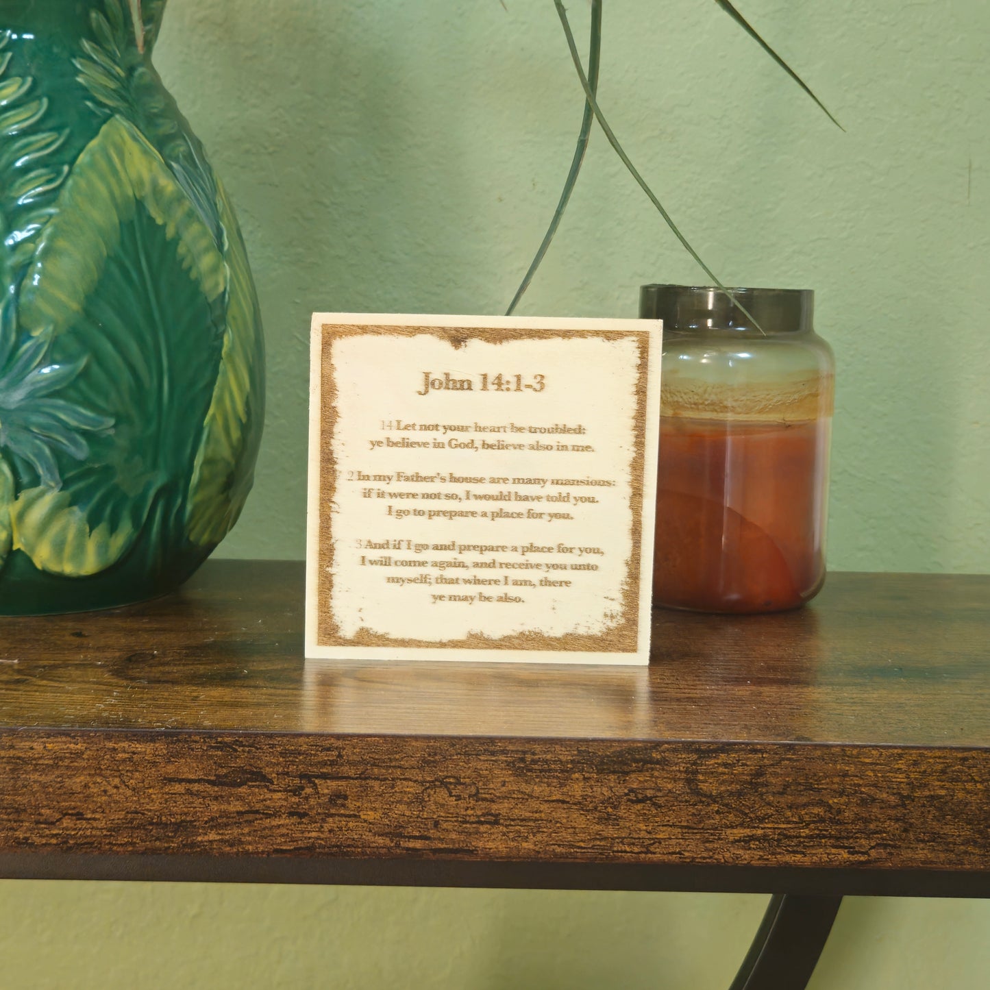 John 14:1-3, Engraved (5” x 5”) Wood Panel
