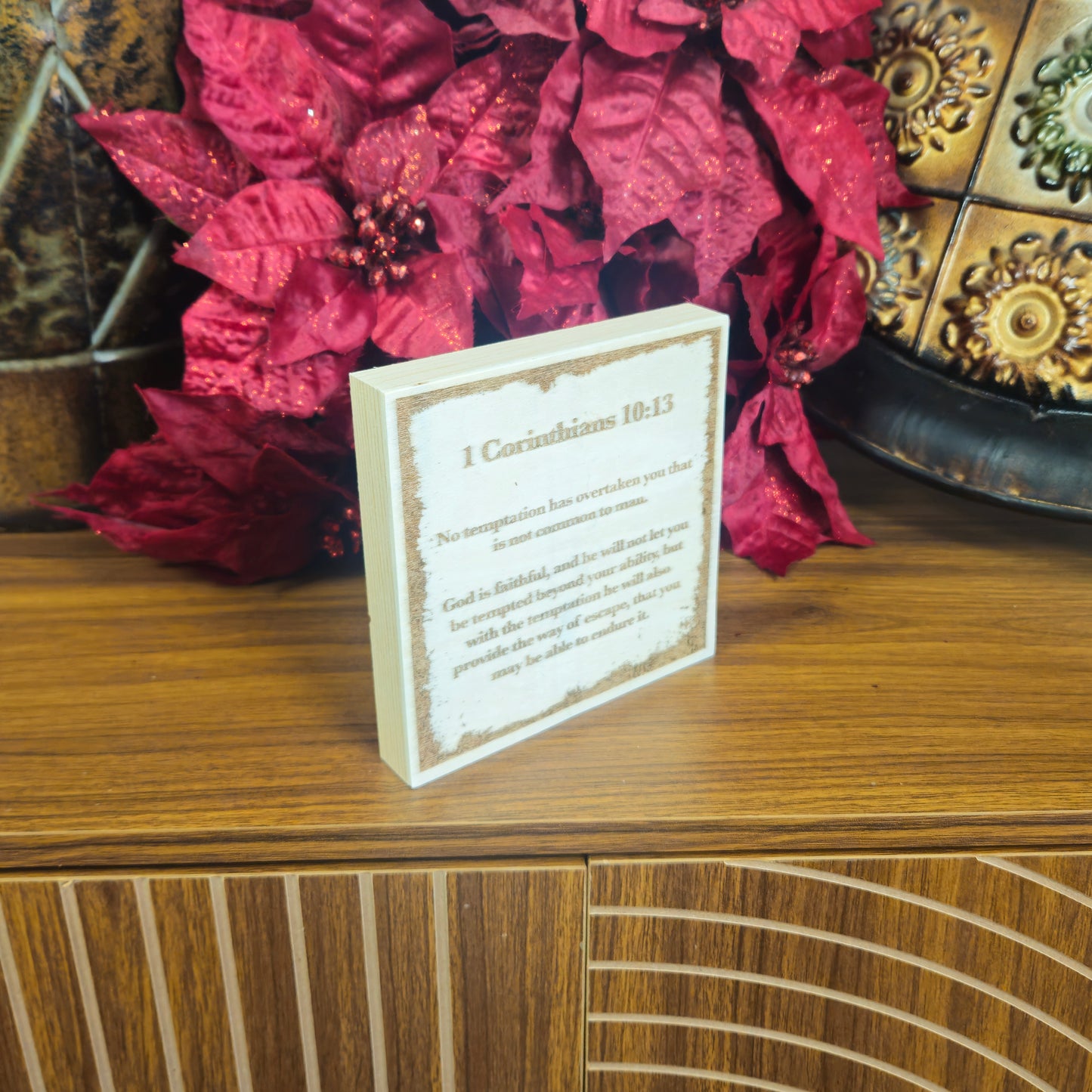 1 Corinthians 10:13, Engraved (5” x 5”) Wood Panel