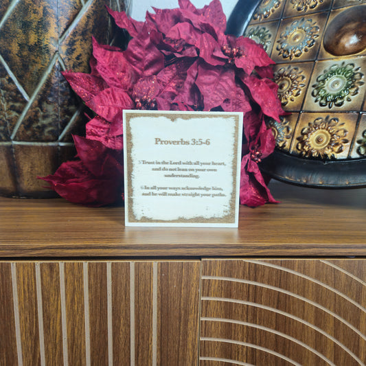 Proverbs 3:5–6, Engraved (5” x 5”) Wood Panel