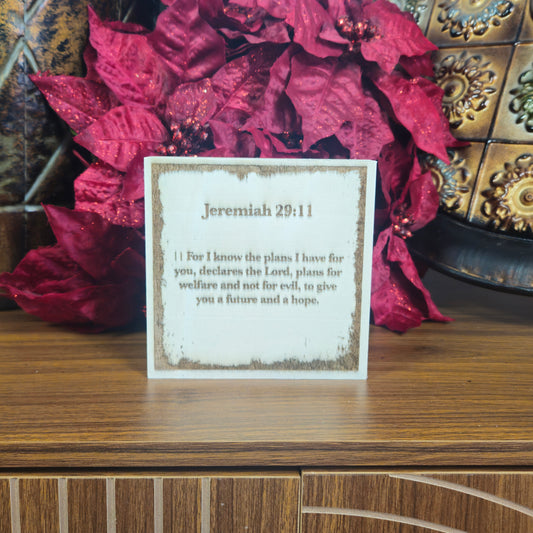 Jeremiah 29:11, Engraved (5” x 5”) Wood Panel