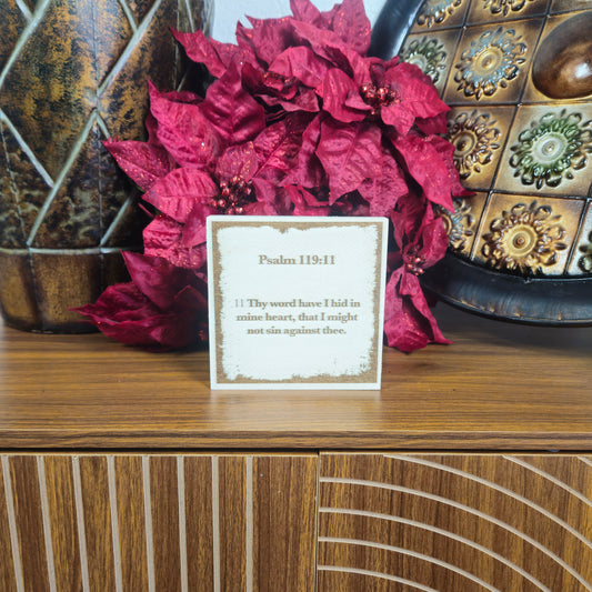 Psalm 119:11, Engraved (5” x 5”) Wood Panel