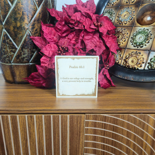 Psalm 46:1, Engraved (5” x 5”) Wood Panel