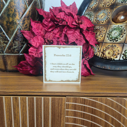 Proverbs 22:6, Engraved (5” x 5”) Wood Panel