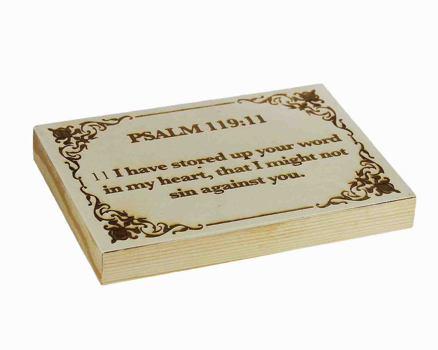 Psalm 119:11, Engraved (5” x 7”) Wood Panel