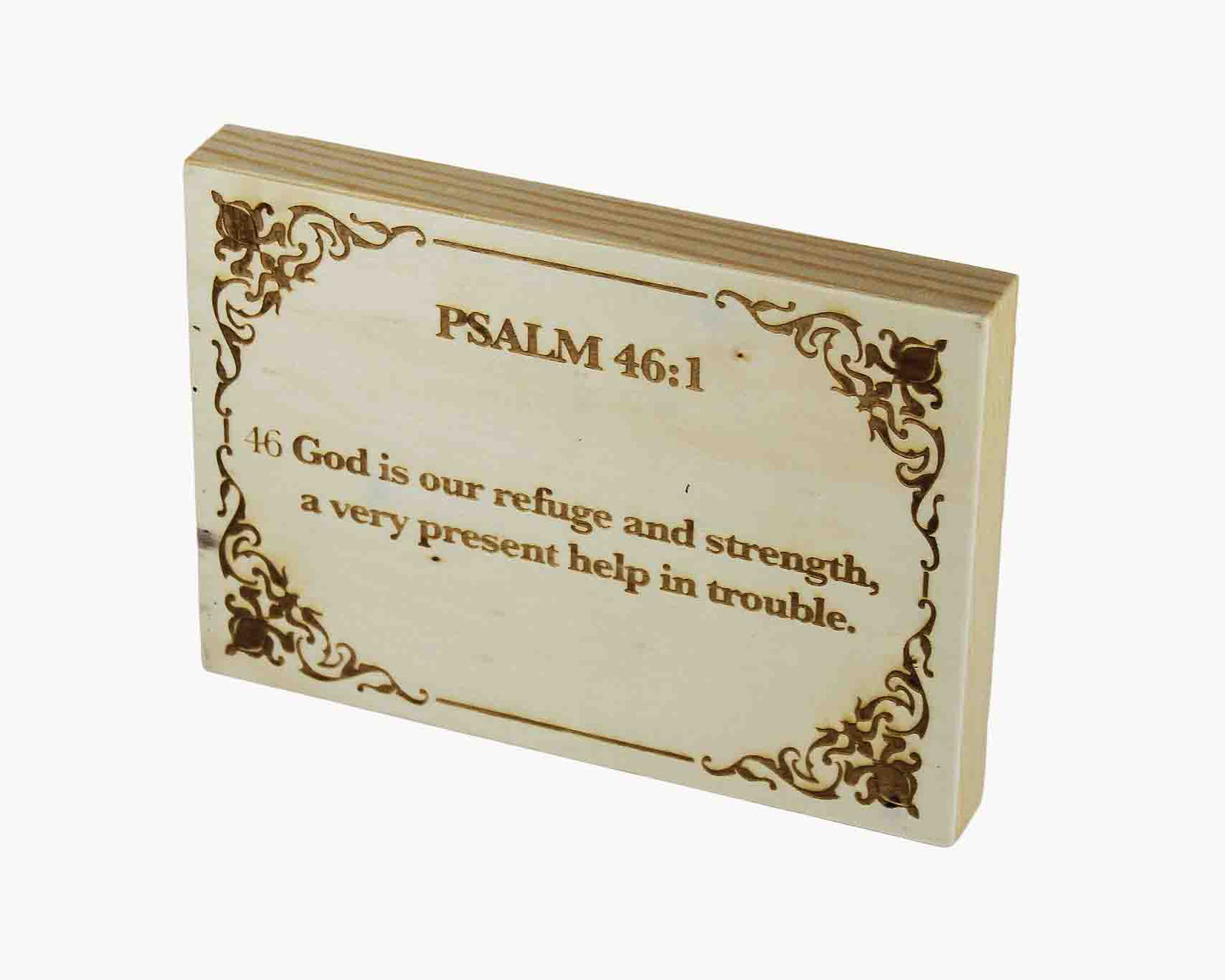 Psalm 46:1, Engraved (5” x 7”) Wood Panel
