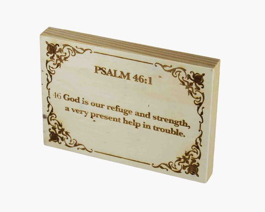 Psalm 46:1, Engraved (5” x 7”) Wood Panel