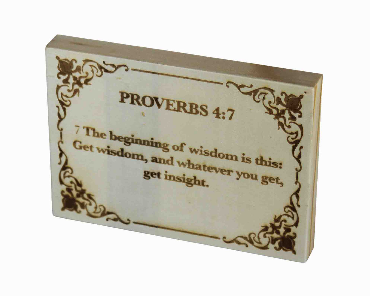 Proverbs 4:7, Engraved (5” x 7”) Wood Panel