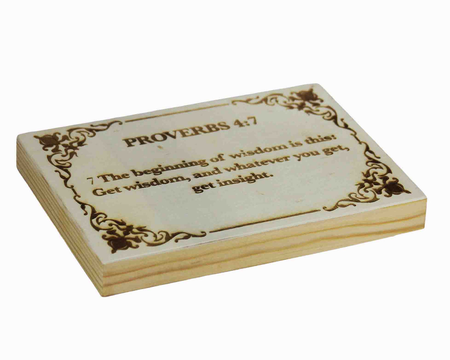 Proverbs 4:7, Engraved (5” x 7”) Wood Panel