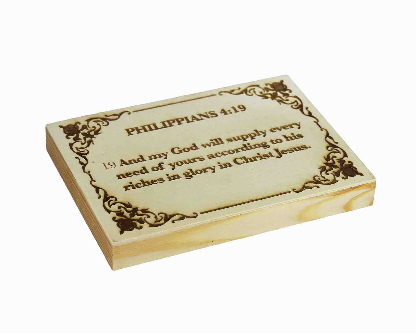 Philippians 4:19, Engraved (5” x 7”) Wood Panel