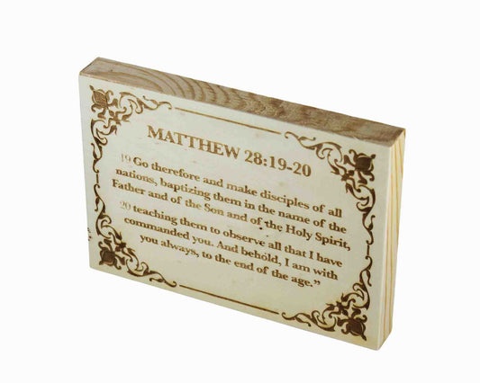 Matthew 28:19-20, Engraved (5” x 7”) Wood Panel