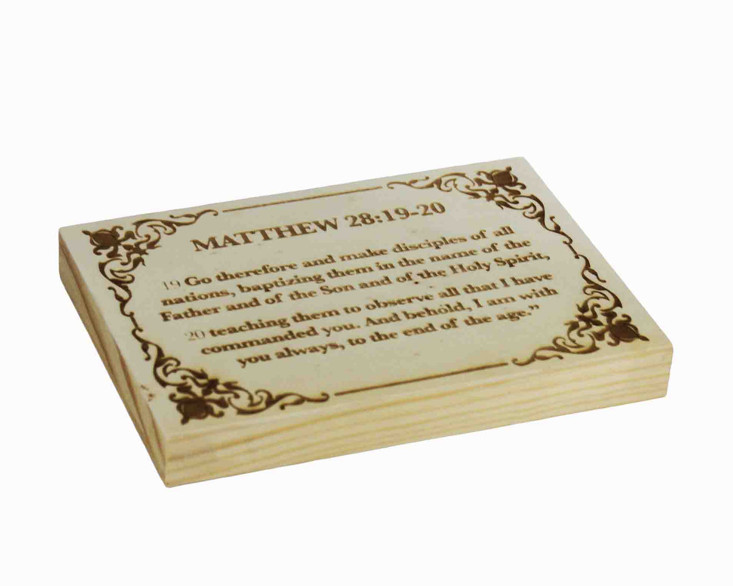 Matthew 28:19-20, Engraved (5” x 7”) Wood Panel