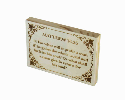 Matthew 16:26 Wood Panel