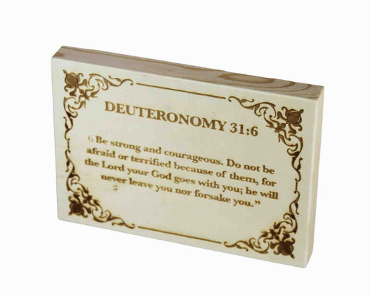 Deuteronomy 31:6, Engraved (5” x 7”) Wood Panel