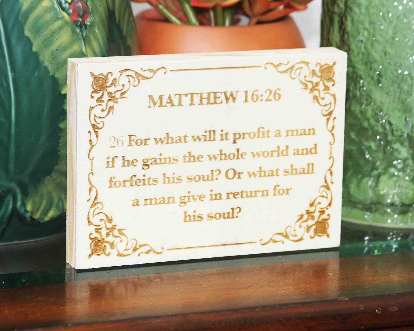 Matthew 16:26 Wood Panel