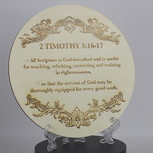 2 Timothy 3:16-17 Wooden Disc