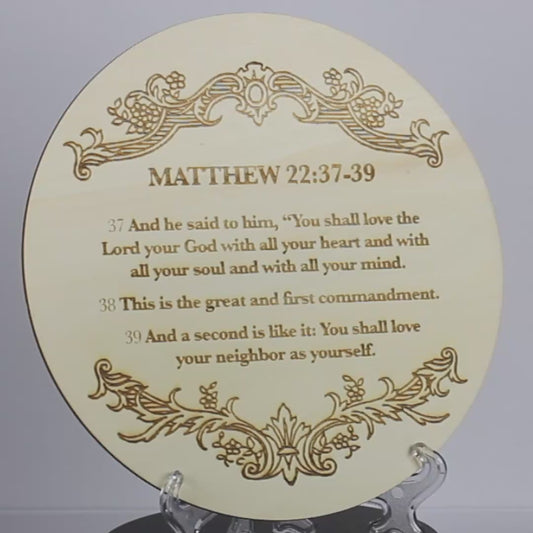 Matthew 22:37-39 Wooden Disc